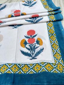 Handcrafted High Grade Cotton Floral Work Block Print Sarong <b>Beach</b> Cover UPS Boho <b>Wrap</b> Scarf Multi-use All Seasons Gift Women - Product Image 1