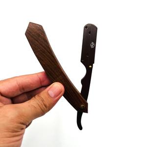Dark Brown Natural Wooden Handle Professional Barber <b>Razor</b> Hair Instrument Sharp <b>Blade</b> Perfect Grip - Product Image 5