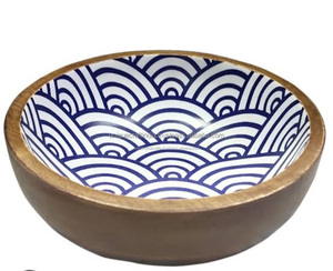 Tazón de Madera de Diseño Clásico Ecológico Personalizado con Adhesivo, Tazón de Color Natural Esmaltado para Servir Comida, Ensaladas, Mezclar Frutas y Sopas - Product Image 3