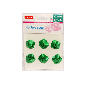 Décoration Florale en Tissu Ilan 2,5 cm Vert 6 Pièces pour Artisanat - Product Image 1