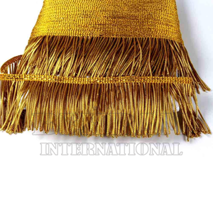 Bordure à franges métalliques dorées de qualité supérieure |   Frange à pampilles en fil métallique brillant de 10-20 cm pour robes de danse latine, costumes et vêtements - Product Image 5