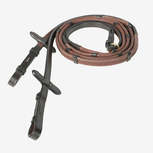 Fouet en cuir pour chevaux avec boucle en métal et poignée en boucle, couleur noire - Product Image 3