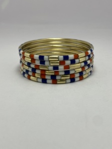 Bulk Mixed Resin & Brass Studded Bangles Set | Handmade Stacking <b>Bracelets</b> Wholesale | Custom Ethnic <b>Beaded</b> <b>Bracelets</b> India - Product Image 4
