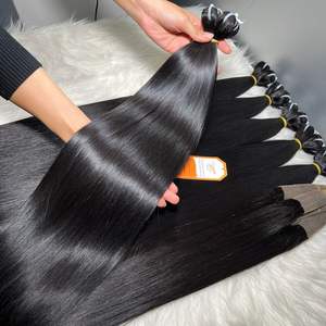 Extensions de cheveux Remy humains crus vietnamiens Super Double Drawn 100% vrais paquets de trame de Machine noire naturelle - Product Image 1