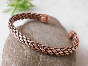 Braided Copper <b>Bangle</b> <b>Bracelet</b>: Handmade Open Cuff Jewelry - Product Image 5