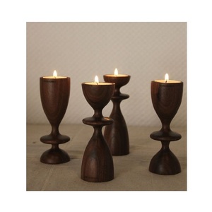 Porte-bougie en bois naturel, élégant et rustique, pour la décoration de la maison, idéal pour la table à manger, le salon et les soirées chaleureuses. - Product Image 4
