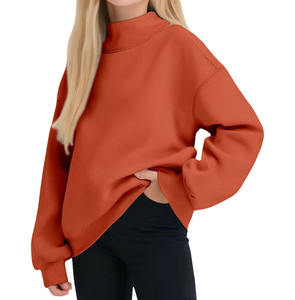 Custom Women <b>Mock</b> <b>Neck</b> Sweatshirt Oversized Pullover Fleece Casual Long Sleeve Streetwear <b>Top</b> - Product Image 2