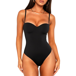 Body elástico sin costuras de color liso con tirantes finos para mujer, el más vendido de 2026, OEM ODM - Product Image 4
