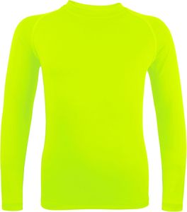 <b>Neon</b> <b>Green</b> Long Sleeve Crew Neck Quick Dry Fitted Polyester Shirt Adult Summer Sport <b>Top</b> - Product Image 1
