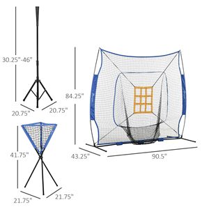 7.5x7ft <b>Baseball</b> Training Set with Catcher Net Tee Stand 12 Green Practice Balls for Pitching Fielding Batting - Product Image 3