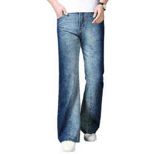 Jean en denim ample et respirant pour homme, taille haute, style décontracté, avec poches lavées - Product Image 6