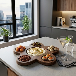 Plateau de service en bois de teck massif de qualité alimentaire, fait main, naturel, pour assaisonnements, ustensile de cuisine, accessoire de présentation - Product Image 4