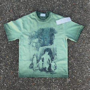 T-shirt Homme Haut de Gamme Personnalisé Style Vintage Délavé Coton Épais Coupe Ample Impression Numérique DTG Bords Bruts - Product Image 5