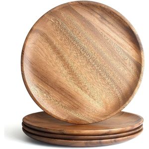 Premium Handcrafted Acacia Wood Charger Plate Rustic Round <b>Dinner</b> Serving <b>Tray</b> For Wedding Event Tableware Wholesale Decor <b>Tray</b> - Product Image 1