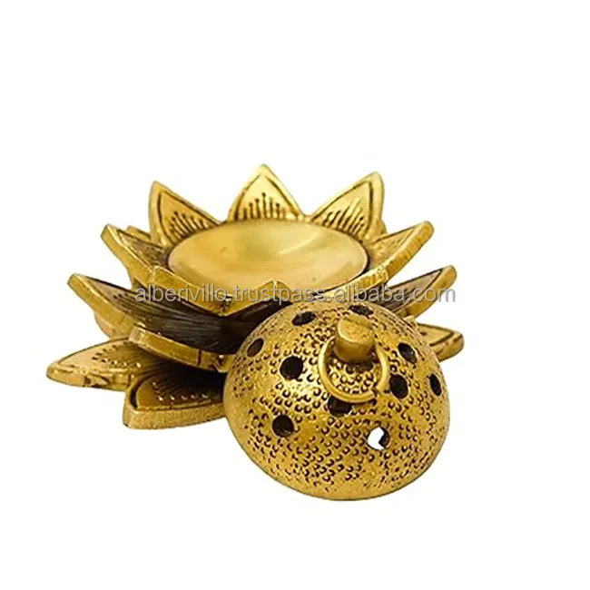 Luxuriöser Metall-Räucherhalter für Stäbchen Messing mit silber/goldener Farbe zu günstigem Preis aus Indien
