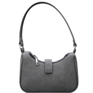 Bolso Bandolera de Piel Sintética Gris para Mujer, Bolso de Hombro con Cierre de Cremallera, Portátil, para Uso Diario - Product Image 1