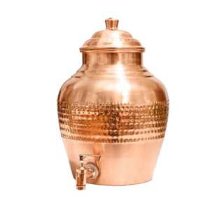 Pot Matka en Cuivre Pur Entièrement Martelé avec Robinet en Laiton pour Distributeur d'Eau et Récipient de Stockage à Couvercle Ouvert - Product Image 4