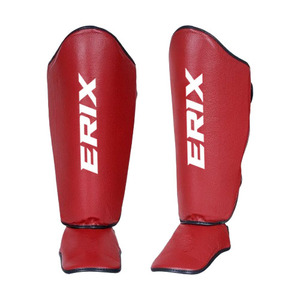 Protège-tibias de boxe en cuir de qualité supérieure avec sangle réglable pour le kickboxing, le MMA et le Muay Thai - Product Image 1