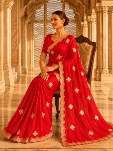 Sari de Terciopelo y Satén para Mujer, Diseño Indio Personalizado de Vexotrend, Hermoso Diseño Patola, Estilo Tradicional para Bodas y Fiestas - Product Image 4