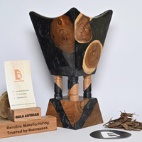 Brûleur à Bakhoor en bois de luxe artisanal Bela, modèle 111, bois naturel noir, oud fait main, décoration arabe pour la maison, toutes saisons