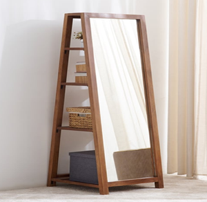 Classic freestanding floor mirror with a rich, dark wooden frame and a sturdy <b>easel</b> back. Available at wholesale price. - Product Image 2
