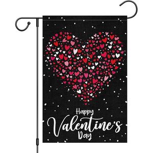 Bandiera da Giardino in Iuta a Doppia Faccia 12x18 Pollici con Cuore d'Amore per San Valentino, Decorazione per Feste e Anniversari - Product Image 1