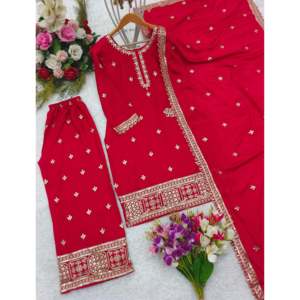 Conjunto de ropa de fiesta de diseñador para mujer Top elegante Palazzo Beautiful Dupatta - Product Image 3