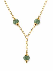 Collier personnalisé plaqué rhodium avec perles de melon vertes, chaîne Y Lariat et chaîne maille trombone, bijoux de luxe pour femme, cadeau quotidien - Product Image 2