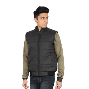 Chaleco Acolchado de Invierno para Hombre, Tejido Personalizado, Exterior Transpirable de Nailon/Algodón, Cuello en V, Cierre de Cremallera, Ropa Exterior Informal - Product Image 4