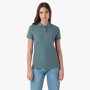 Chemise décontractée pour femme de qualité supérieure, couleur unie, manches courtes, légère, respirante, en tricot, mélange polyester/coton, coupe classique - Product Image 2