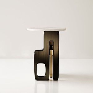 Table de cocktail en aluminium sur mesure de haute qualité, mobilier haut de gamme, table d'appoint en métal pour la maison, l'hôtel, table à vin, table à boissons, laiton - Product Image 6