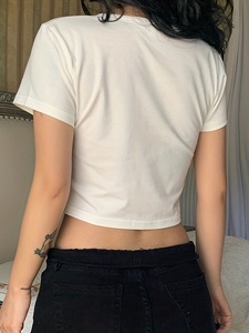 Camisetas cortas personalizadas, camisetas cortas básicas sexys para mujer, camisetas cortas de manga larga con servicio personalizado OEM ODM, camisetas cortas para mujer - Product Image 2