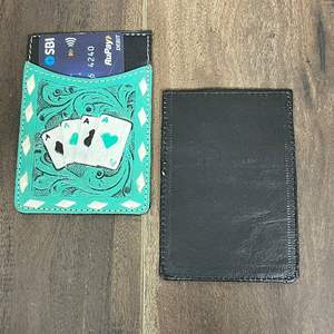 Porte-cartes élégant en cuir de vache véritable fait main, motif floral gravé, portefeuille fin pour poche avant, étui pour cartes de crédit professionnelles avec protection RFID - Product Image 6