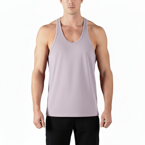 Plain Dyed Breathable 100% Cotton <b>Singlets</b> Workout Bodybuilding Training Wear Stringer Vests <b>Men</b> Gym Fitness Loose Fit Tank Tops - Product Image 4