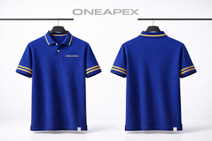 <b>Mens</b> Royal Blue Polo <b>Shirt</b> Contrast Gold Stripe <b>Collar</b> Sleeve Custom Logo Business Casual Sportswear Golf Uniform <b>Shirt</b> - Product Image 3