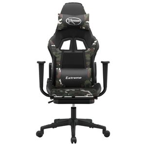 Silla de juego de piel sintética negra y camuflaje con componentes de espuma de contrachapado metálico - Product Image 4