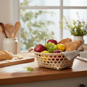 New Arrival High quality handwoven bamboo <b>basket</b> eco-friendly storage <b>basket</b> for fruit vegetables kitchen and home use supplier - Product Image 2