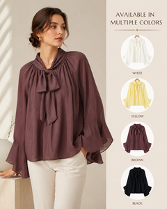 Blusa MYST&ZA para Mujer, Estilo Vintage, Tejida, con Mangas Campana, Antiarrugas, Corte Holgado Informal, Nueva Moda Verano 2025, 1259011 - Product Image 2