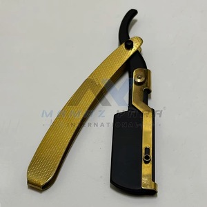Luxury Gold Black Barber Straight <b>Razor</b> Folding Stainless Steel Swing Lock Shaving Knife <b>Single</b> <b>Blade</b> Mens Wet Shaving <b>Razor</b> - Product Image 6