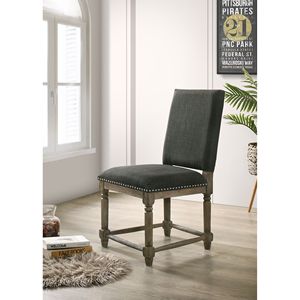 Ensemble de 2 chaises de salle à manger en tissu gris Everton avec garniture élégante à clous apparents, 19 pouces - Product Image 5