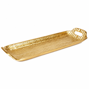 Wholesale Luxury <b>Gold</b> Hammered Metal <b>Serving</b> <b>Tray</b> with Handles Handmade Metal Decorative Platter for Modern Home Decor - Product Image 6