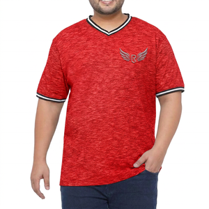 Camiseta de Manga Corta con Cuello en V Gris para Hombre, con Logotipo de Ala en Relieve, Ribete en Contraste, Corte Regular Informal, Algodón Jersey - Product Image 5