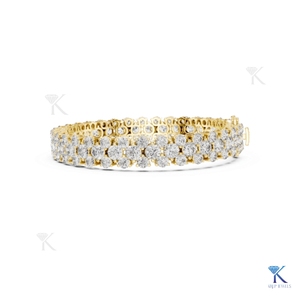 Luxury Double Row Diamond <b>Bracelet</b> 14K 18K <b>Solid</b> Gold Fine Women Cluster Tennis Jewelry Manufacturer Wholesale Supplier - Product Image 4