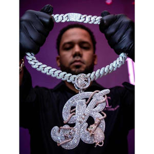 Luxury Initial Letter Pendant With <b>Snake</b> Moissanite Diamond 925 Sterling <b>Silver</b> Hip Hop <b>Chain</b> Personalized Jewelry Wholesale - Product Image 1