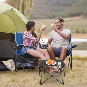 Mesa de marco de acero resistente plegable portátil, ligera, 2 libras, impermeable, tela Oxford, bolsa de transporte, Camping al aire libre, Picnic, Playa - Product Image 4