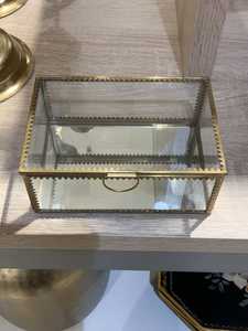 Glass Jewelry <b>Box</b> With Gold Frame Floral Linen Interior Table <b>Decoration</b> Luxury <b>Storage</b> <b>Box</b> & Bins Custom Gifts Packing <b>Box</b> - Product Image 5