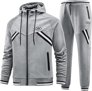Color Block Solid Men Tracksuit Set Zip up Hoodie and <b>Jogger</b> Pants Breathable Casual Sportswear Winter Front Logo - Product Image 5