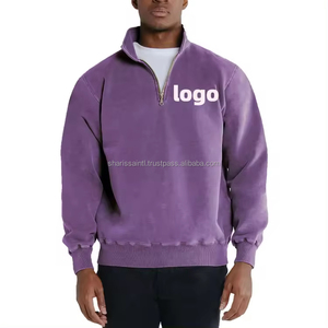 OEM Prix d'usine Col montant personnalisé Demi-fermeture éclair Pull-over délavé à l'acide Sweat-shirt en coton surdimensionné pour hommes Sweat-shirt à fermeture éclair - Product Image 1