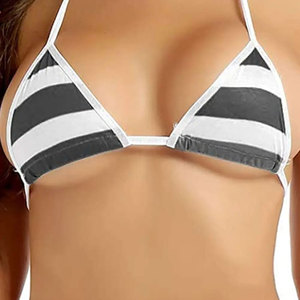 Ensemble de bikini rayé pour femme avec bas de maillot à nouer sur le côté et détail cordon de serrage, en Spandex et Polyester, maillot de bain deux pièces - Product Image 5