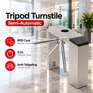 Barrière tournante semi-automatique à trois poteaux anti-collision avec déverrouillage rapide par carte RFID (0,2 seconde) pour bâtiments commerciaux – Fournisseur et exportateur en Malaisie - Product Image 1